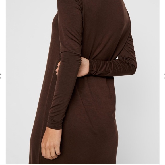 Vero Moda Coffee Bean Brown Tencel Long Sleeve Maxi Dress size L - Picture 3 of 6